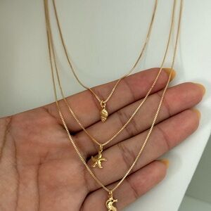Chic Gold Charm Necklace Set